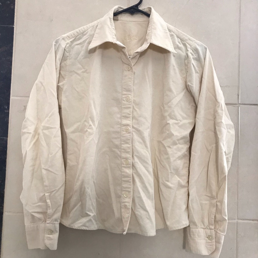 Barbour Long-Sleeve Button-Up Shirt in Cream W’s Size 8